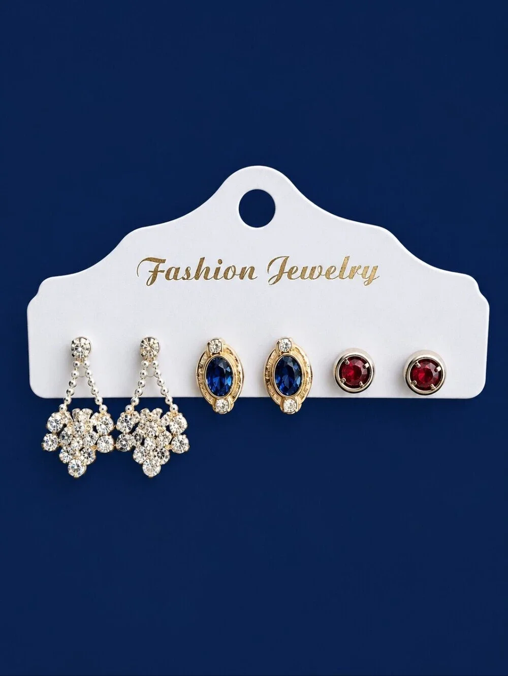 Vintage Set of Three Edwardian Style Crystal Flapper Earrings